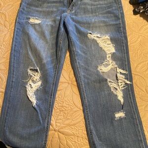 a.n.a Women's Ripped Straight Leg Jeans - Light Blue